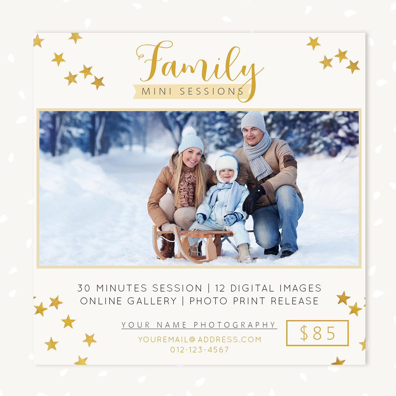 Holiday mini sessions photoshop template