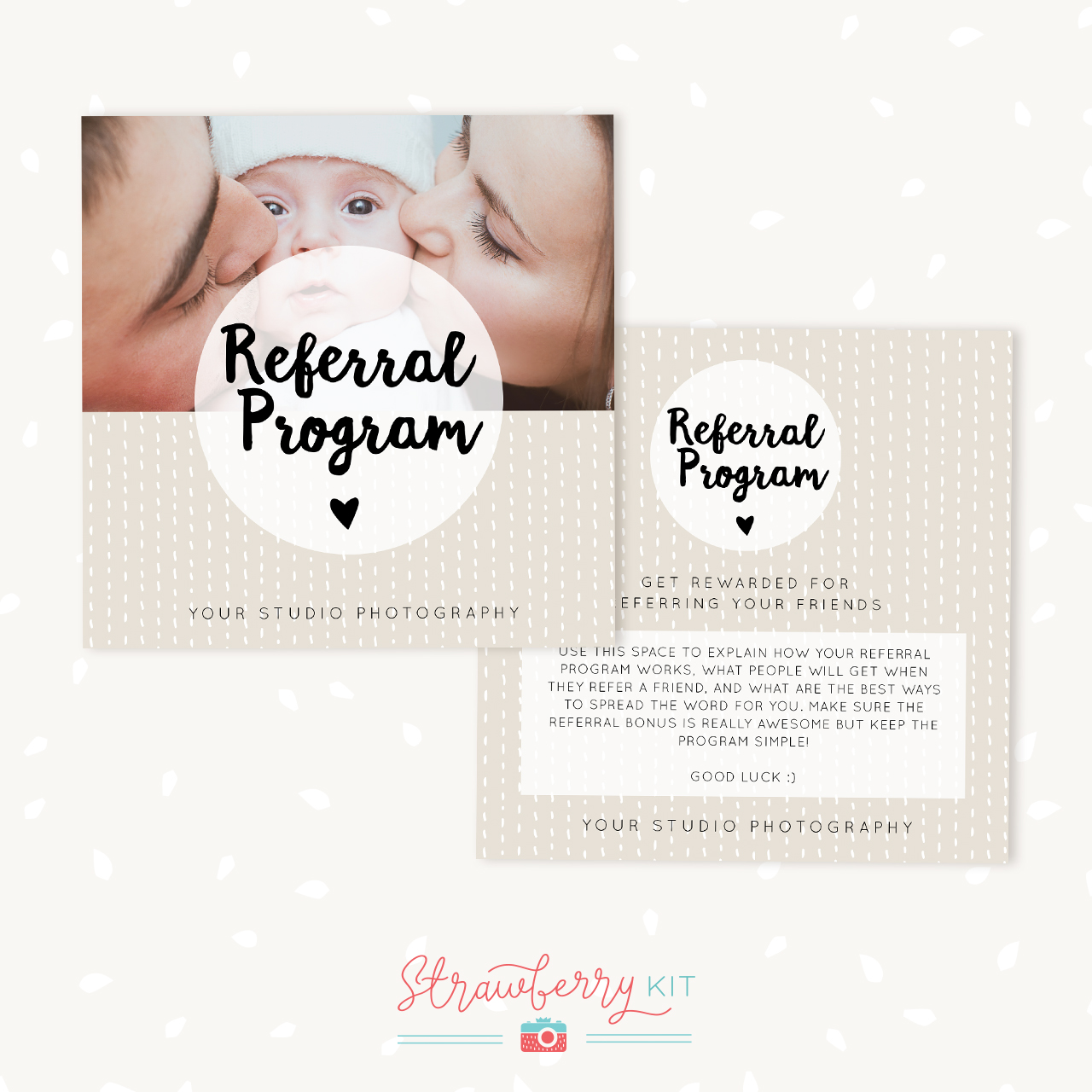 Referral Cards Photoshop Template – Strawberry Kit Within Photography Referral Card Templates