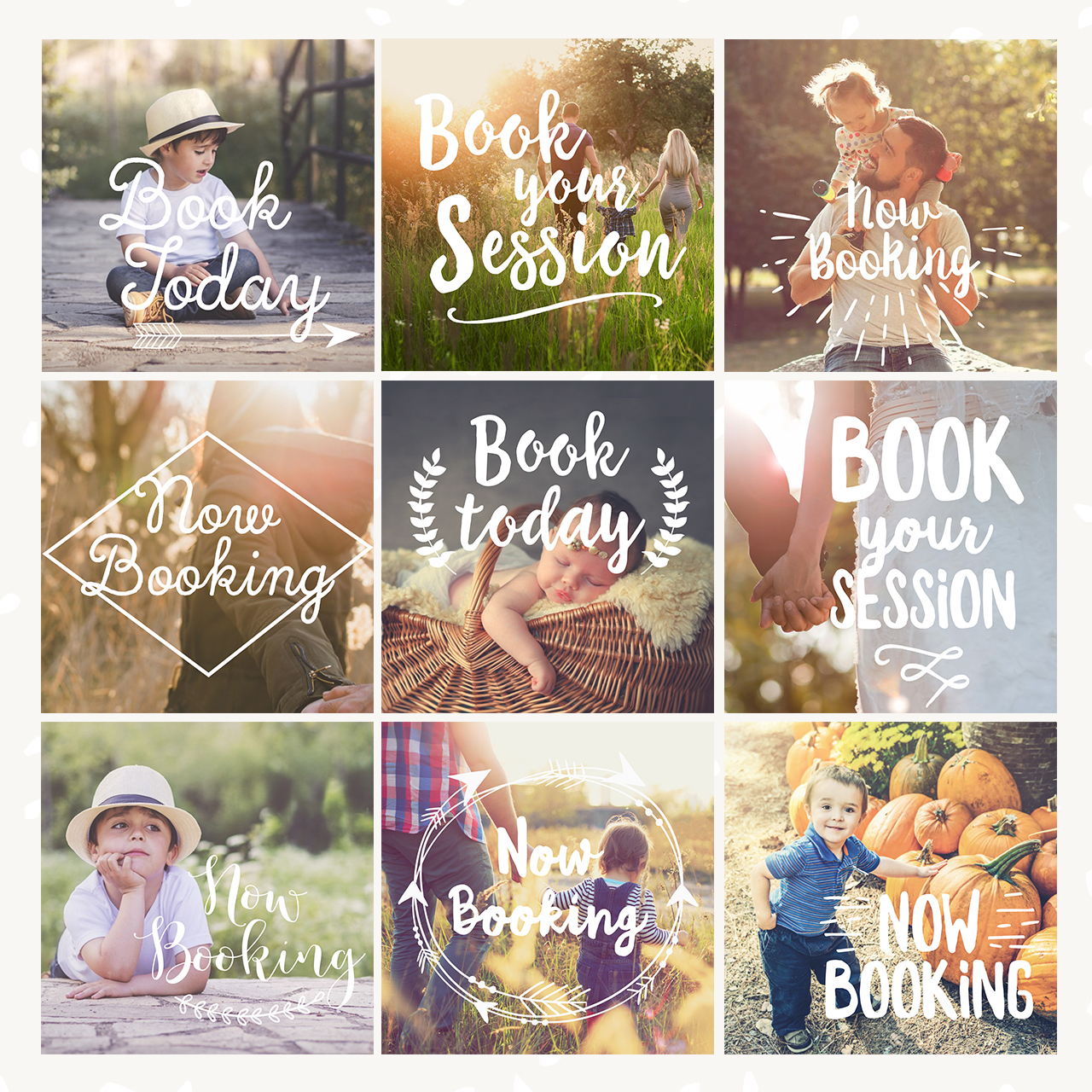 Photography overlays "Photo session booking"