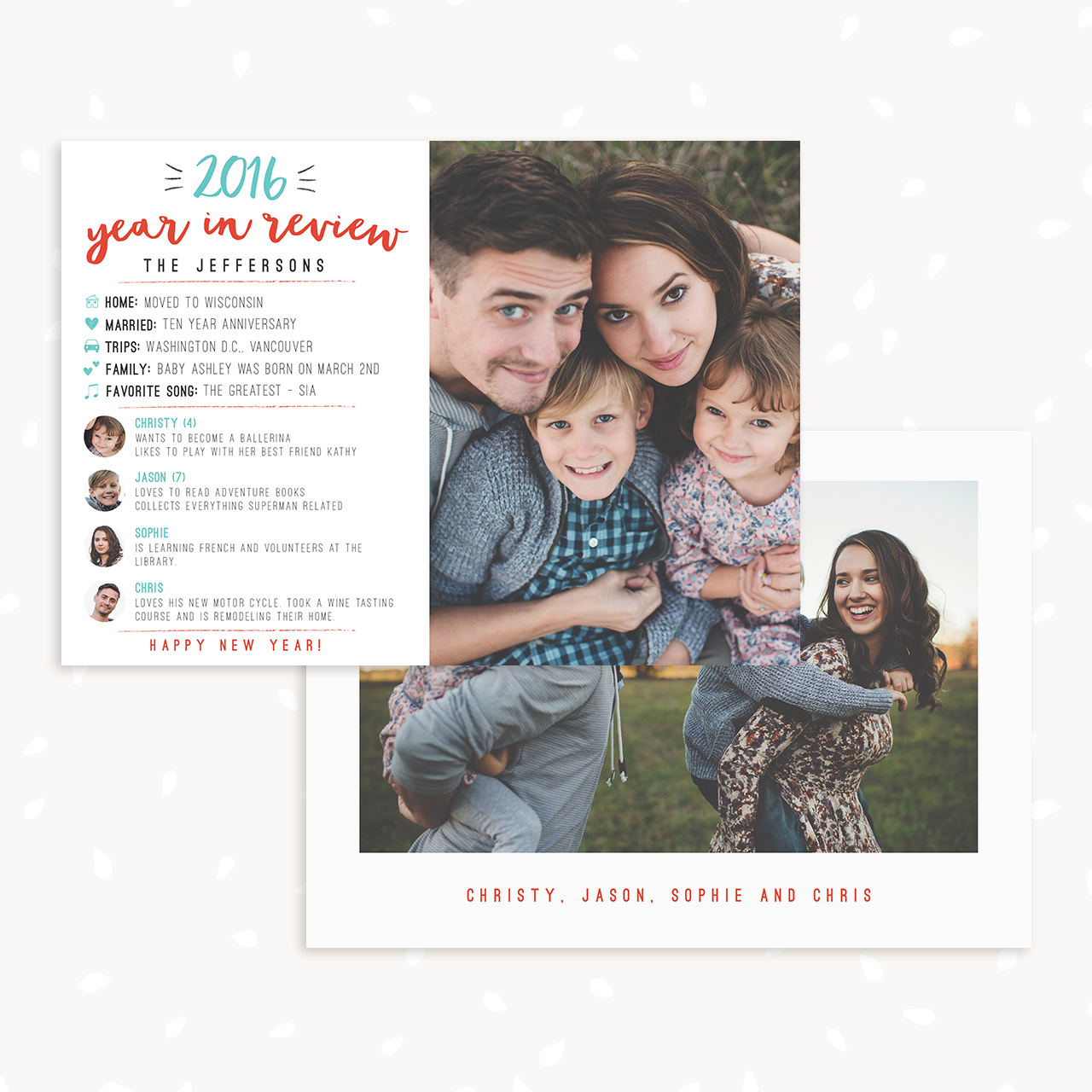 Year In Review Card Template White Edition Strawberry Kit