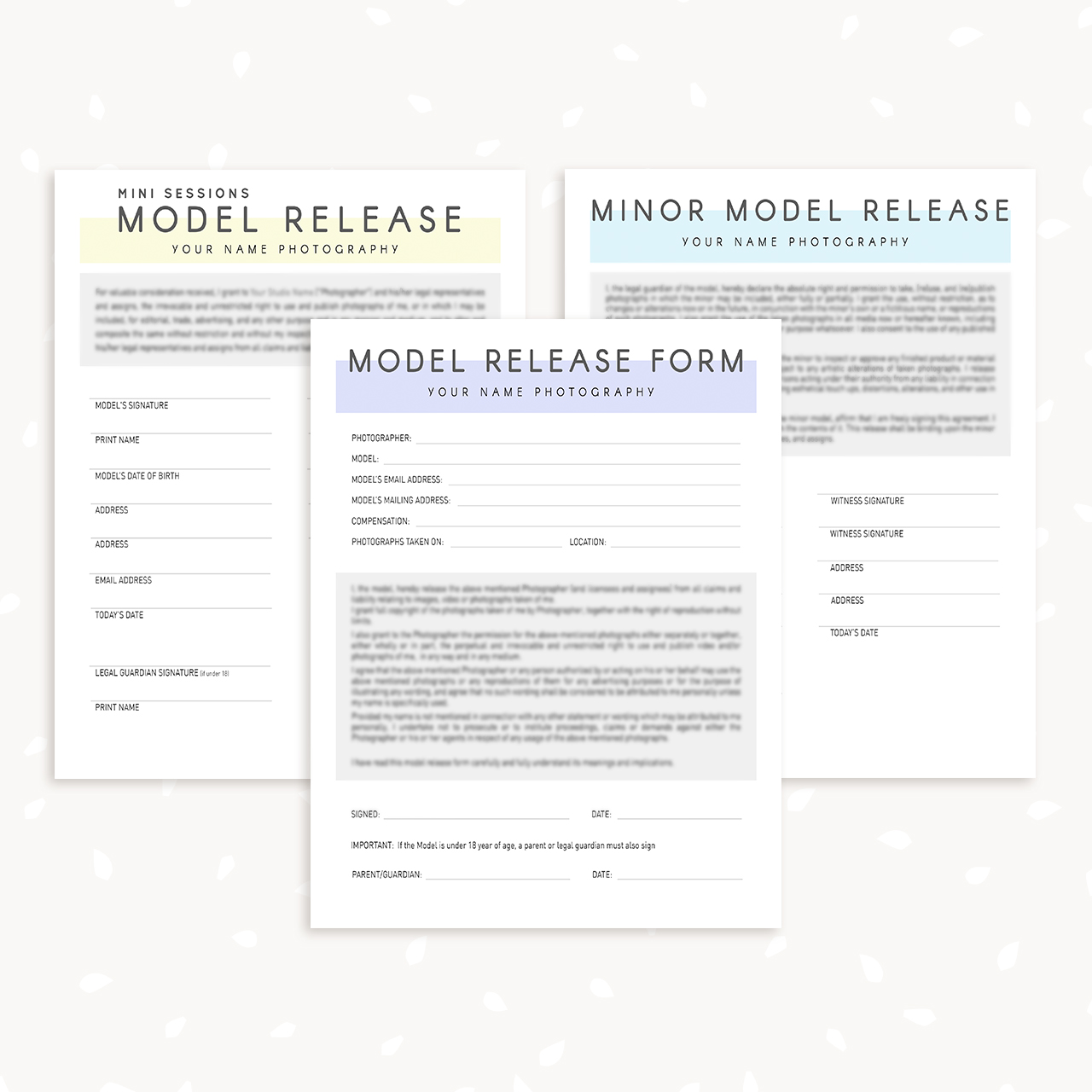 Model release forms photographer