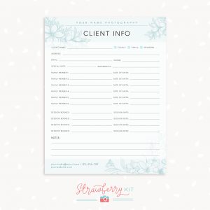 Client information form photography