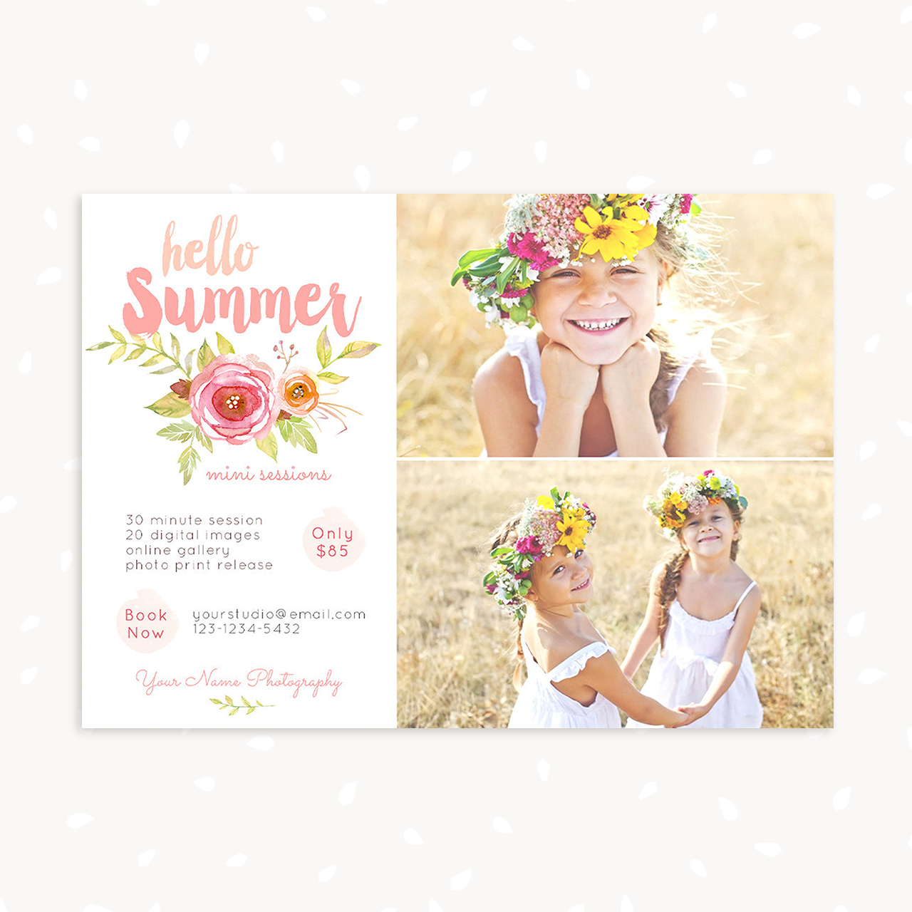 Summer mini sessions template photographers