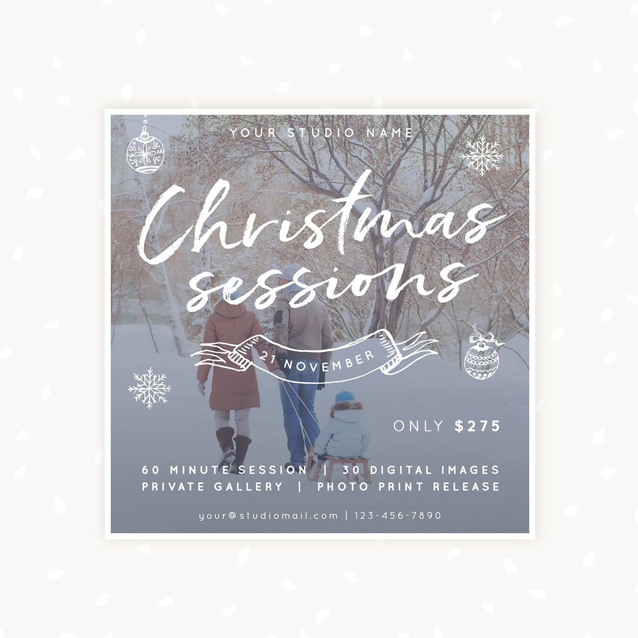 Christmas mini sessions square template