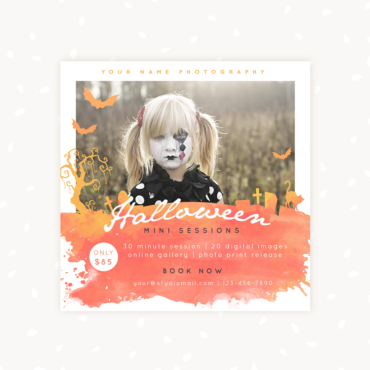 Halloween mini sessions template photography