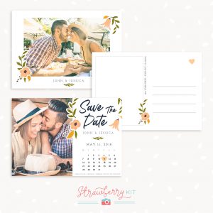 Save The Date Card Template Floral