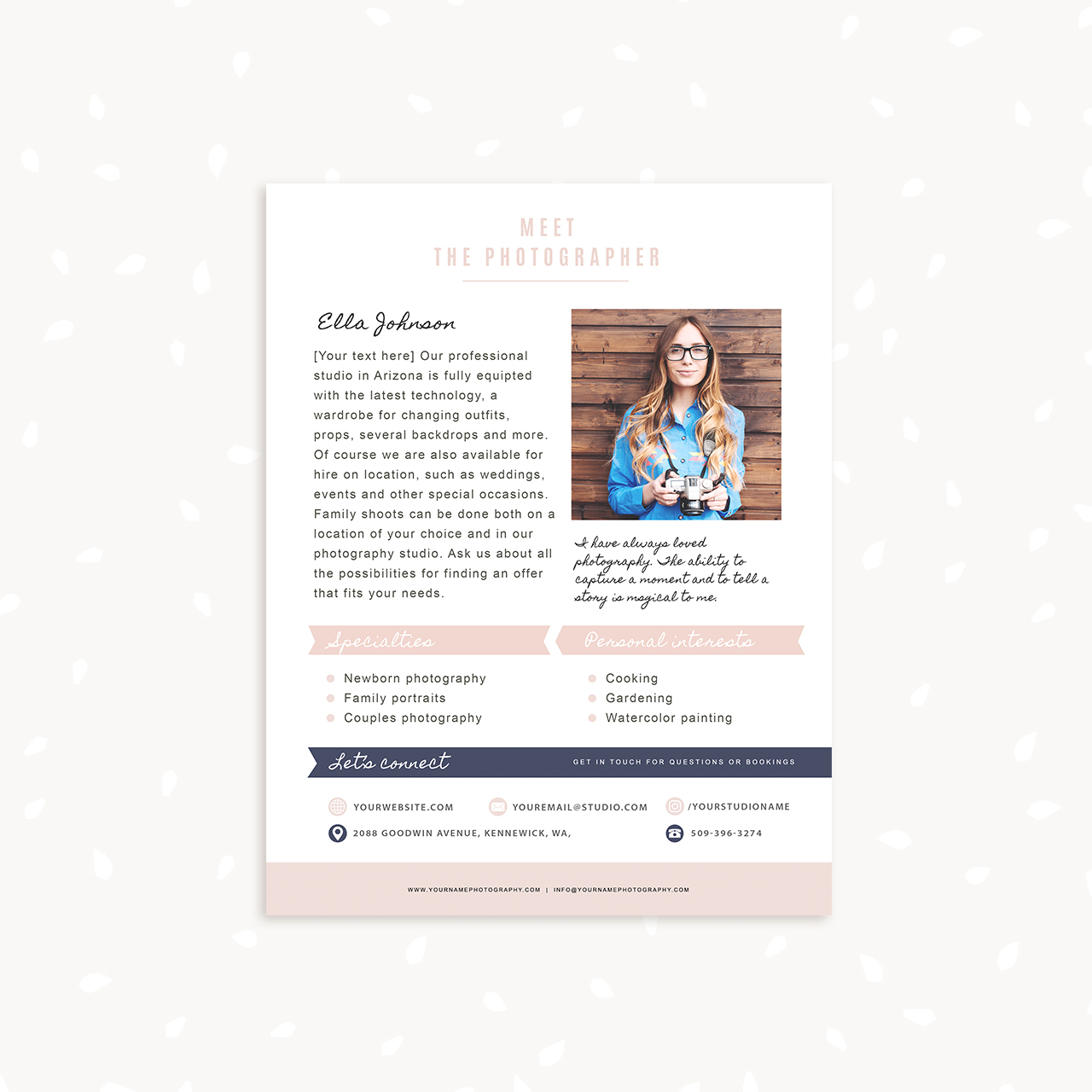 About me page template photographer