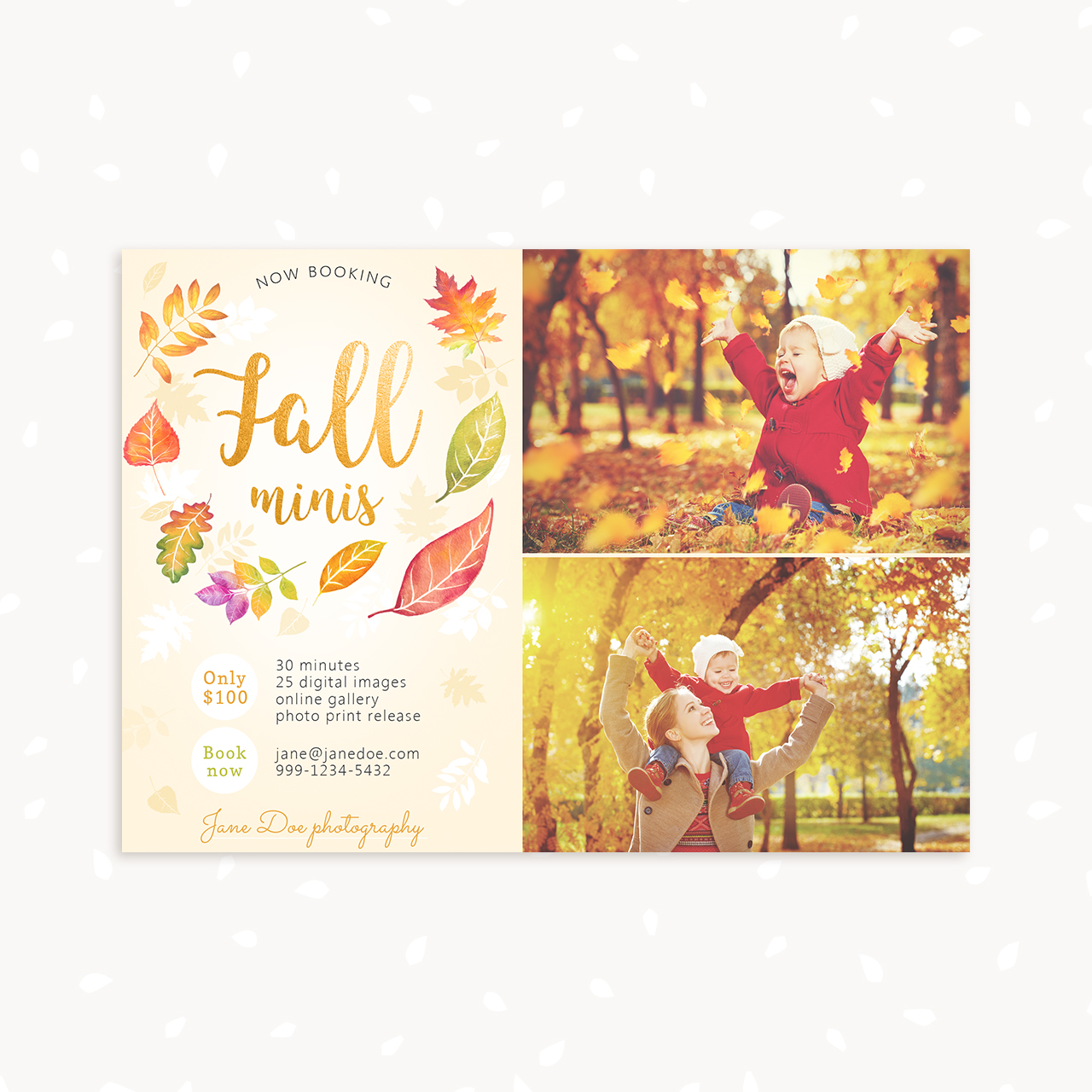 Autumn mini sessions template