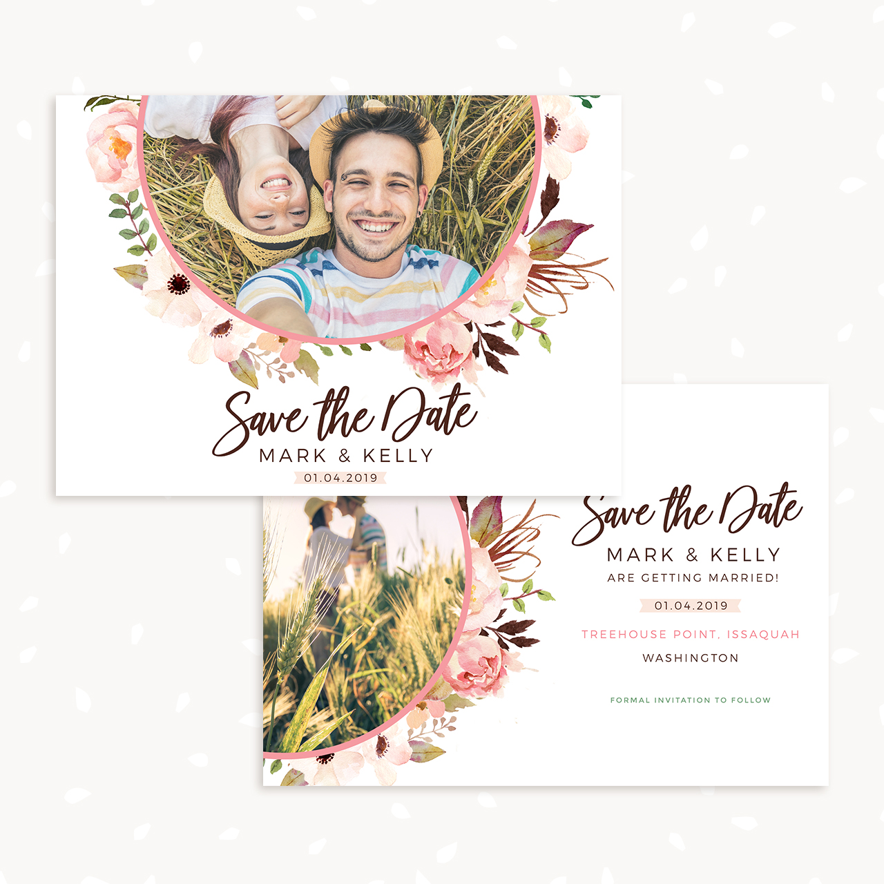 Floral Save the Date Card Template Photography