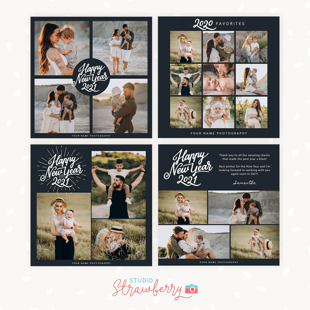 Social media new year photo collage templates
