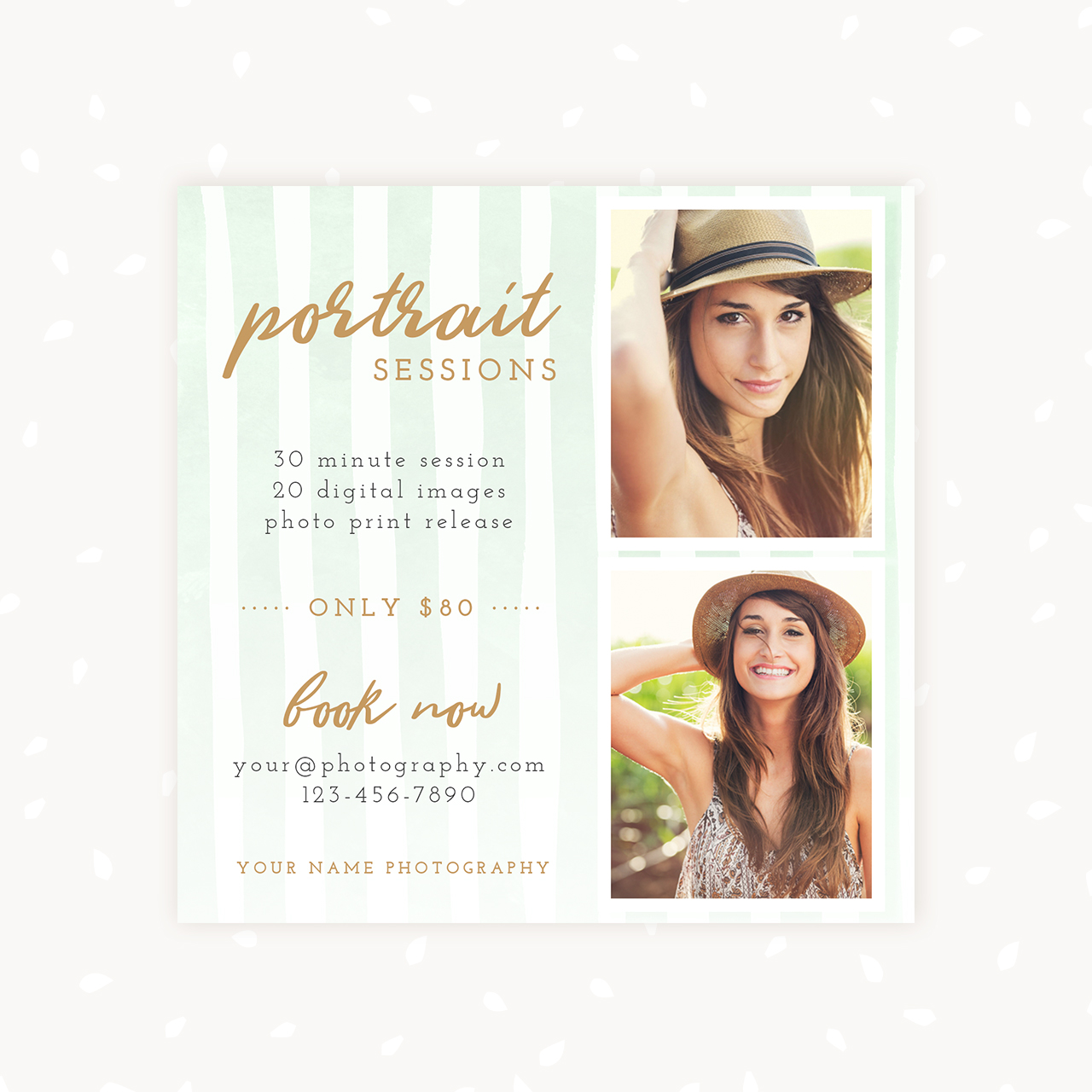 Portrait sessions photography marketing template