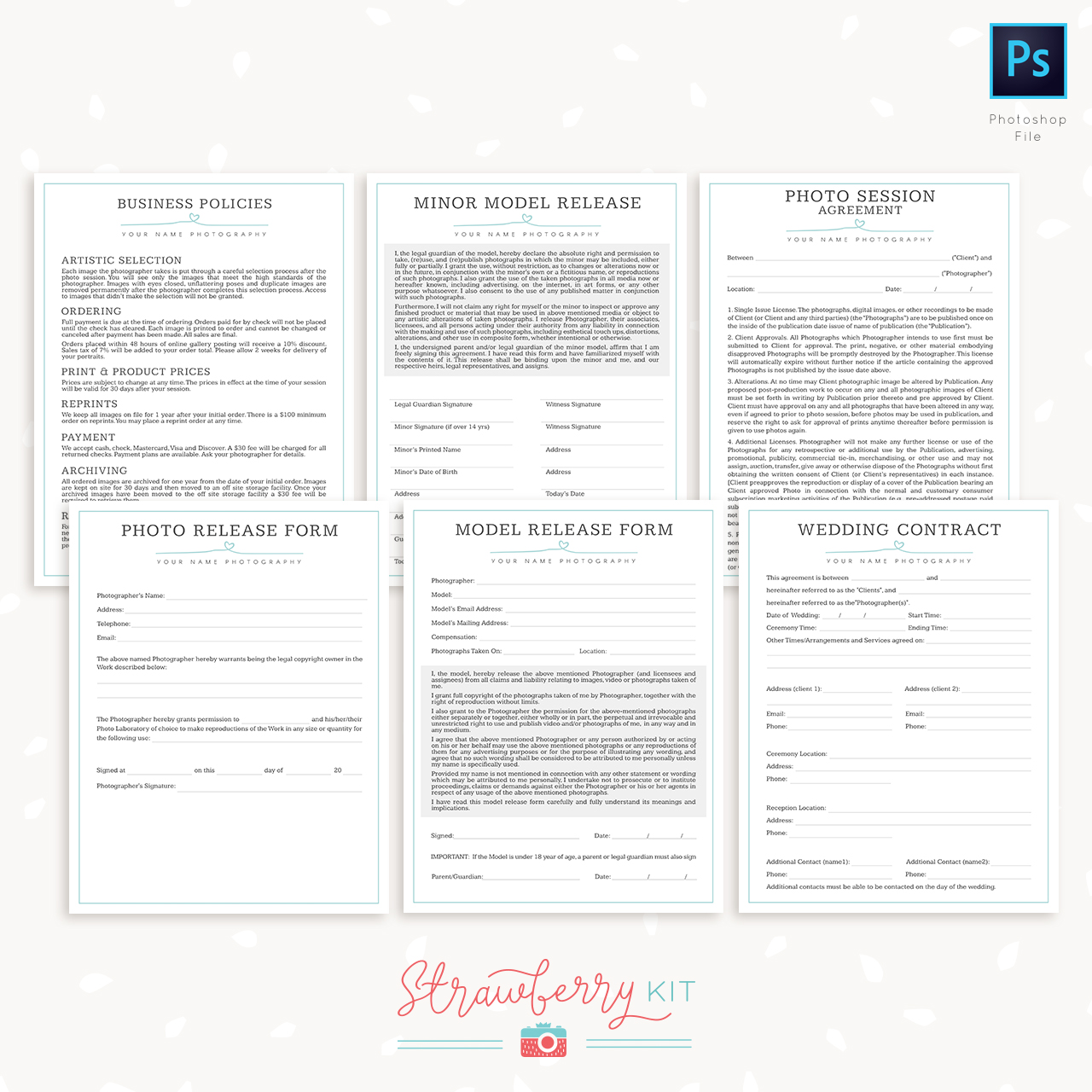Photography Business Forms Bundle – Strawberry Kit With Regard To Photography Business Forms Templates