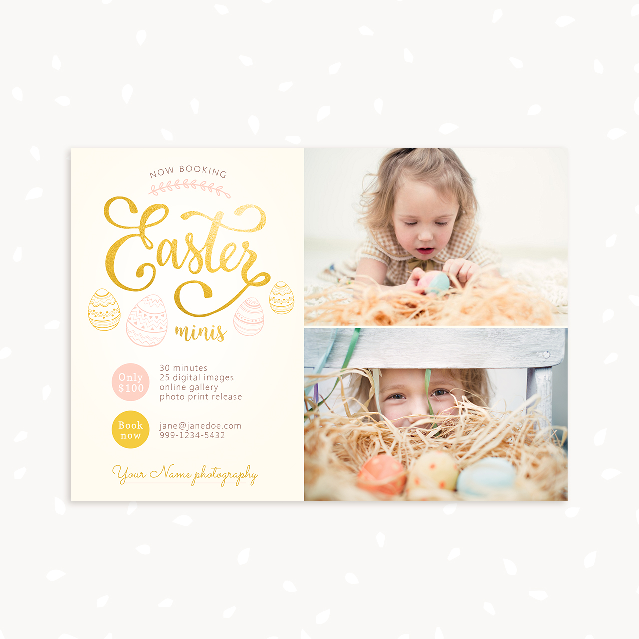 Easter mini sessions template Photoshop