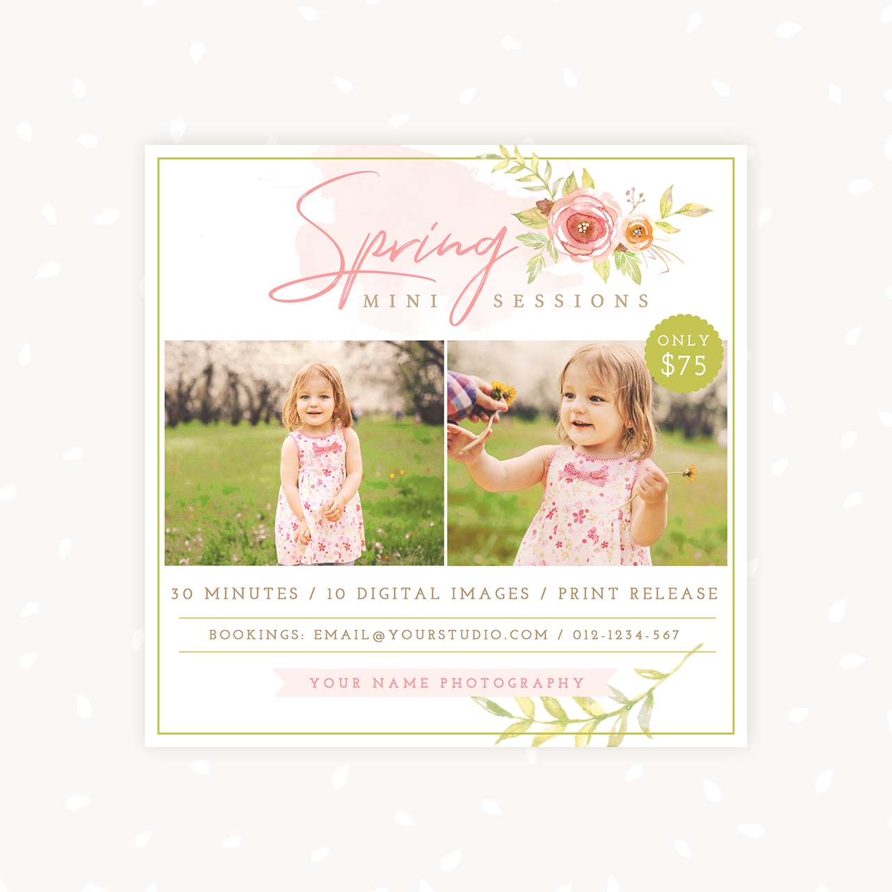 Spring mini sessions template photographers
