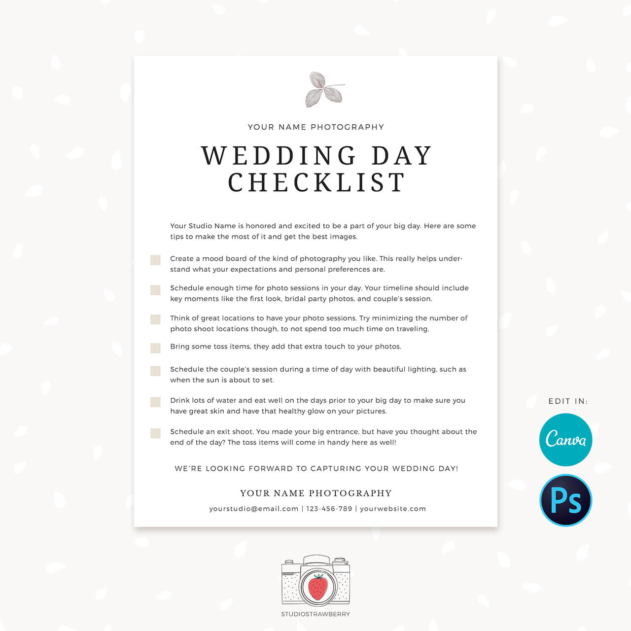 Wedding day photography checklist
