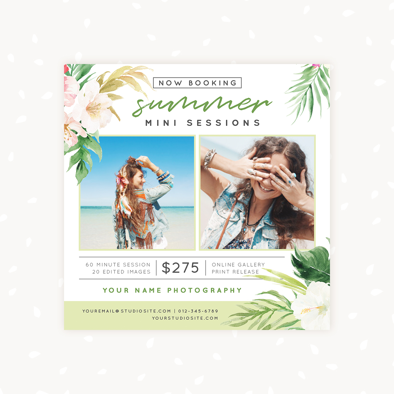 Summer mini sessions template tropical