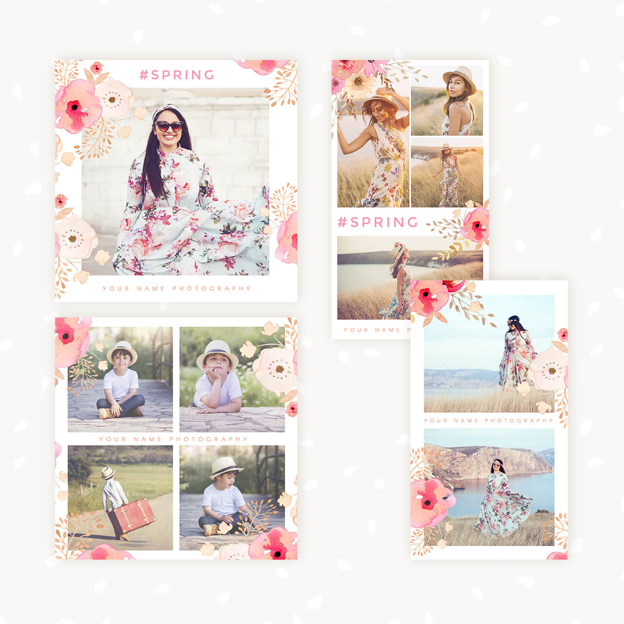 Instagram Floral Collage Templates