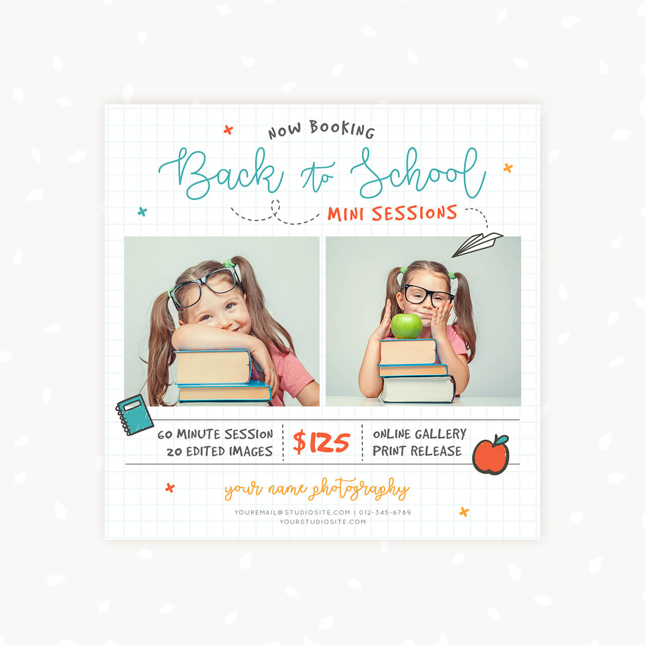 Back To School Mini Session Template Strawberry Kit