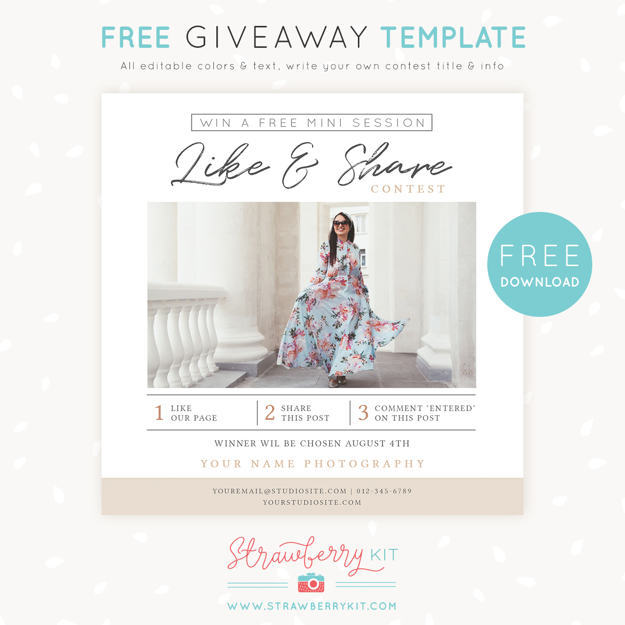 Free Photography Marketing Template Giveaway Share Win Strawberry Kit