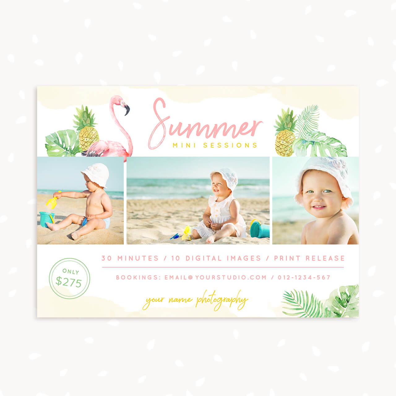 Summer Mini Sessions Template Tropical Leaves