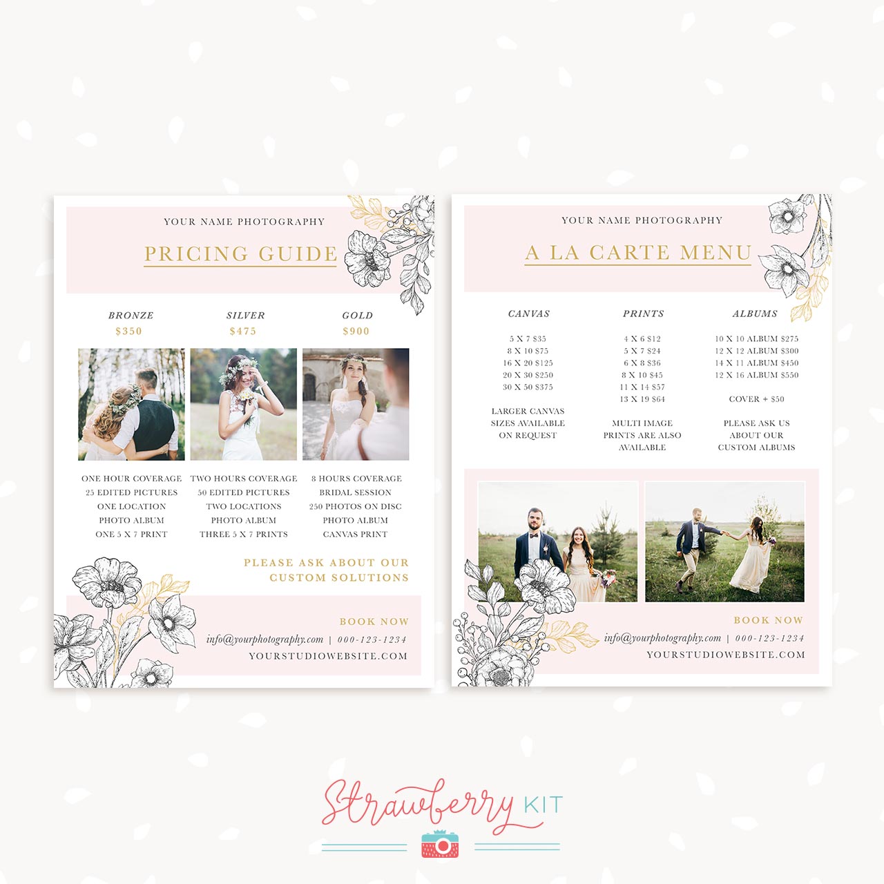 Floral Wedding Price List Template Strawberry Kit