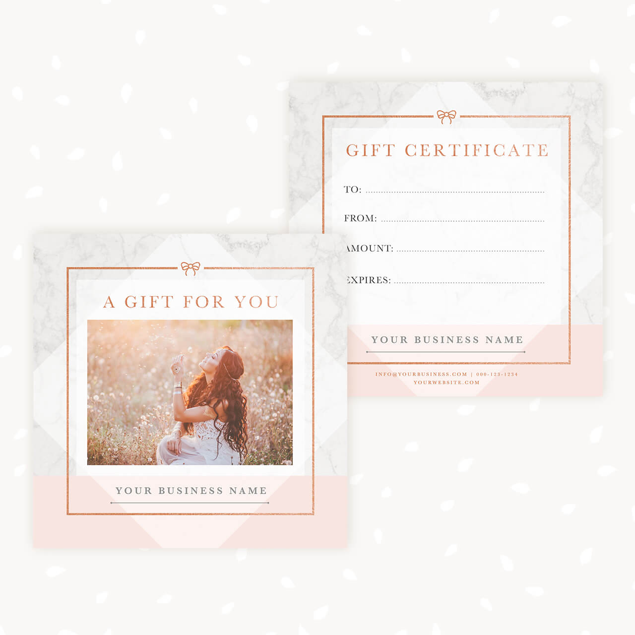 Marble Rose Gold Gift Certificate Template
