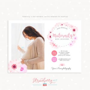 Pink Floral Maternity Mini Sessions Template