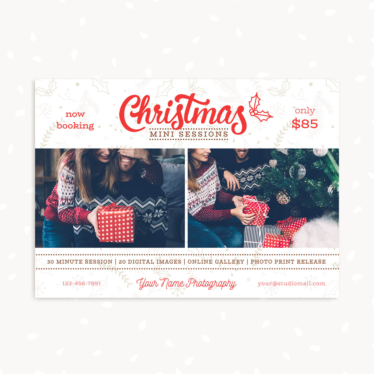 Christmas Photo Sessions Template Lettering