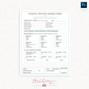 School Photography Order Form Template Photoshop