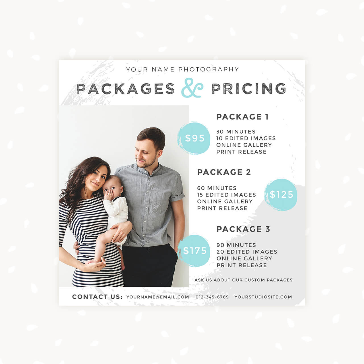Square Pricing Card Photography