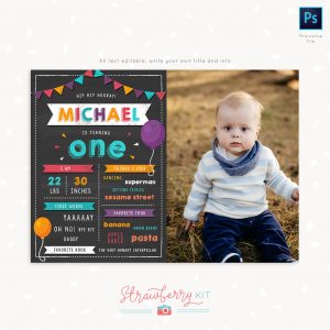 First Birthday Chalkboard Template Photoshop