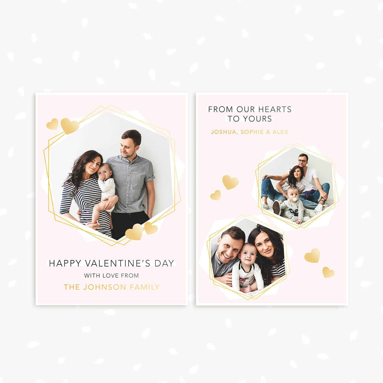Valentines Day Card Photoshop Template Gold Geometric
