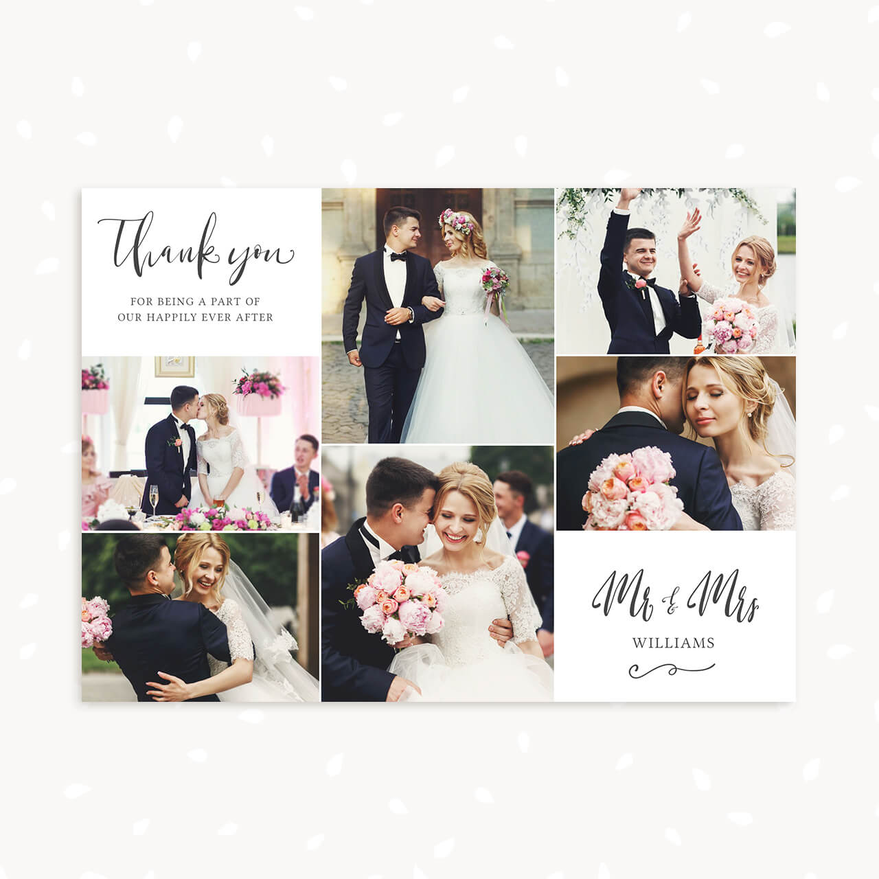 Calligraphy Wedding Thank You Card Template