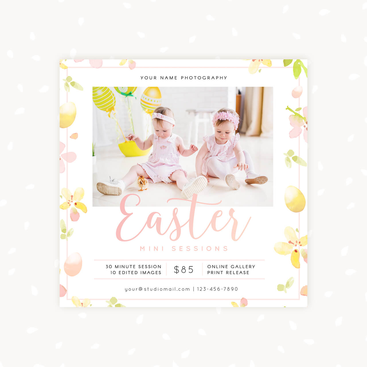 Easter Mini Sessions Template Floral Watercolor