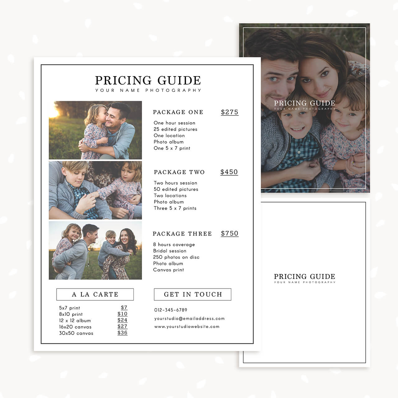 Minimalist Pricing Guide Template Photographer