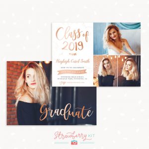 Rose Gold Graduation Invitation Template