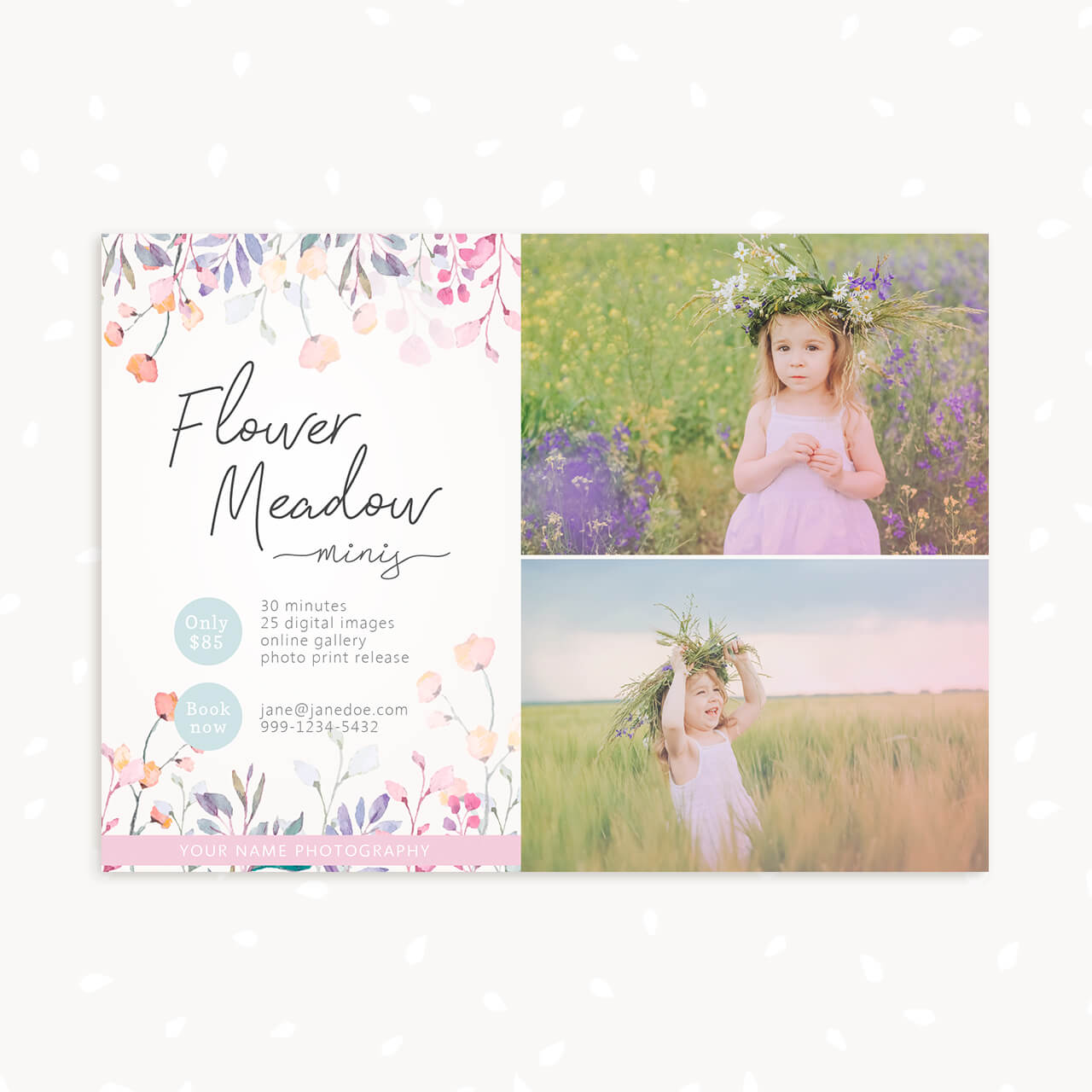 Flower Meadow Mini Sessions Template Strawberry Kit