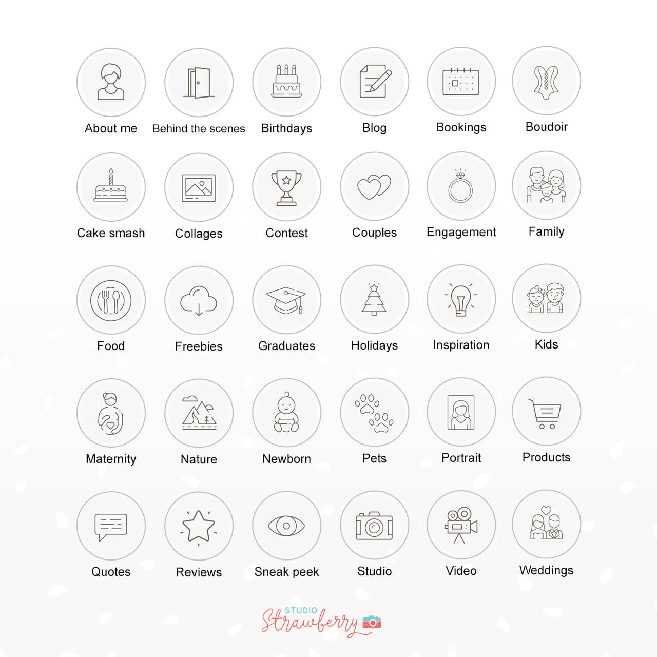 Instagram Story Highlight Icons For Photographer Strawberry Kit