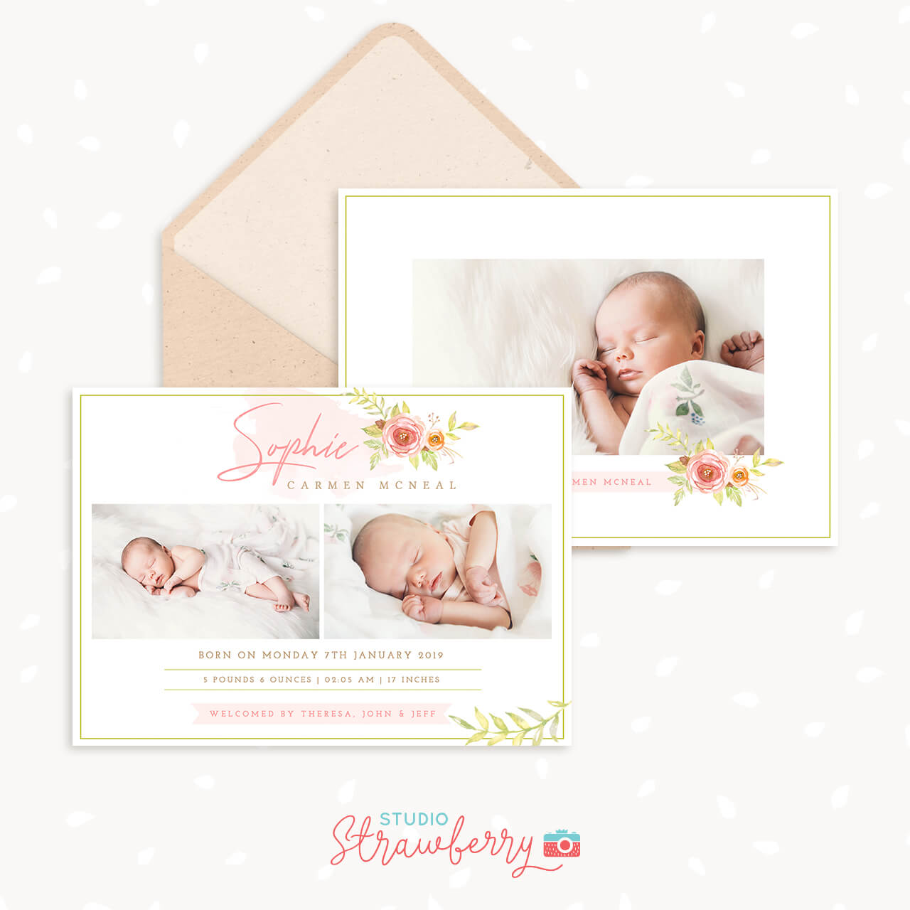Birth Announcement Template Floral Spring