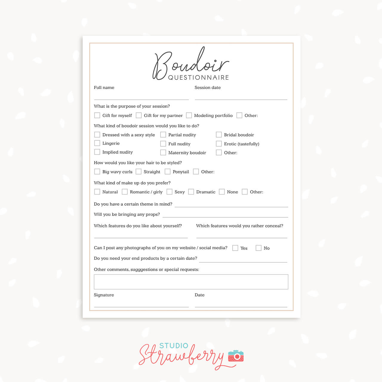 INSTANT DOWNLOAD! Photoshop Template Photographer Business Form ...