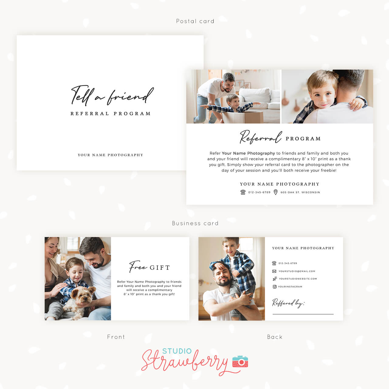 Photography referral program templates – Strawberry Kit Inside Referral Card Template