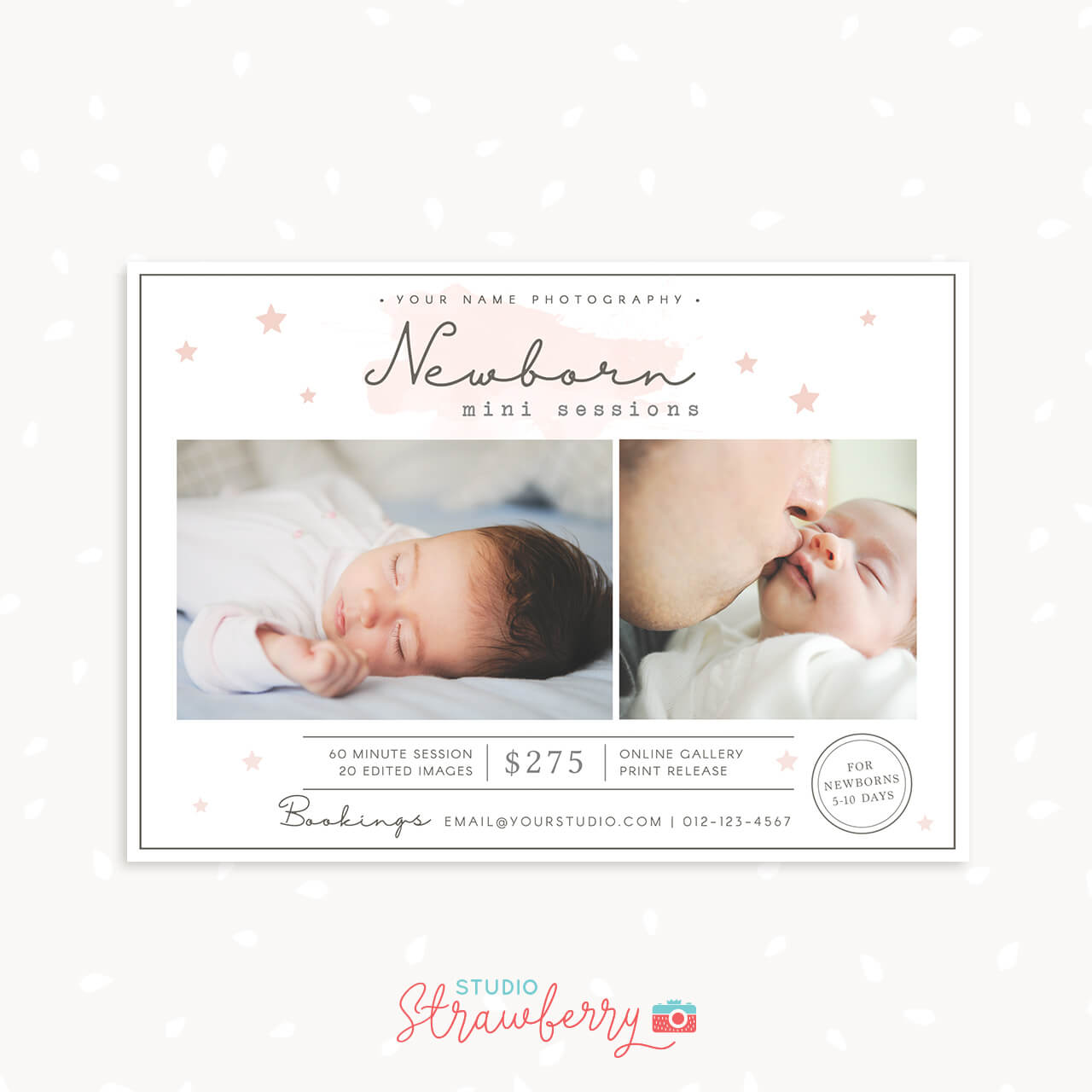 Newborn mini sessions template classic star