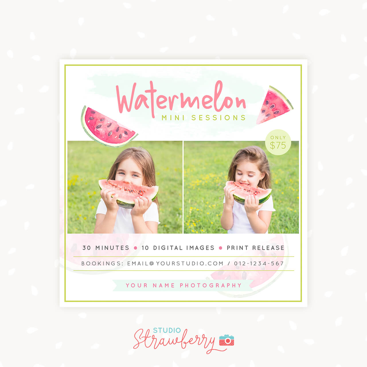Watermelon Mini Session Template Strawberry Kit