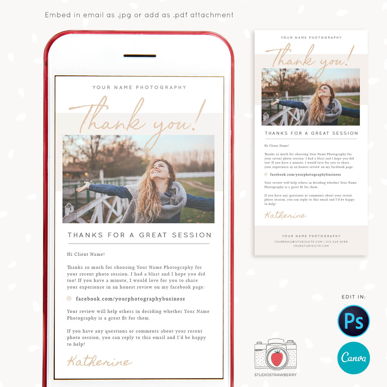 Photographer Thank You Email Template Canva