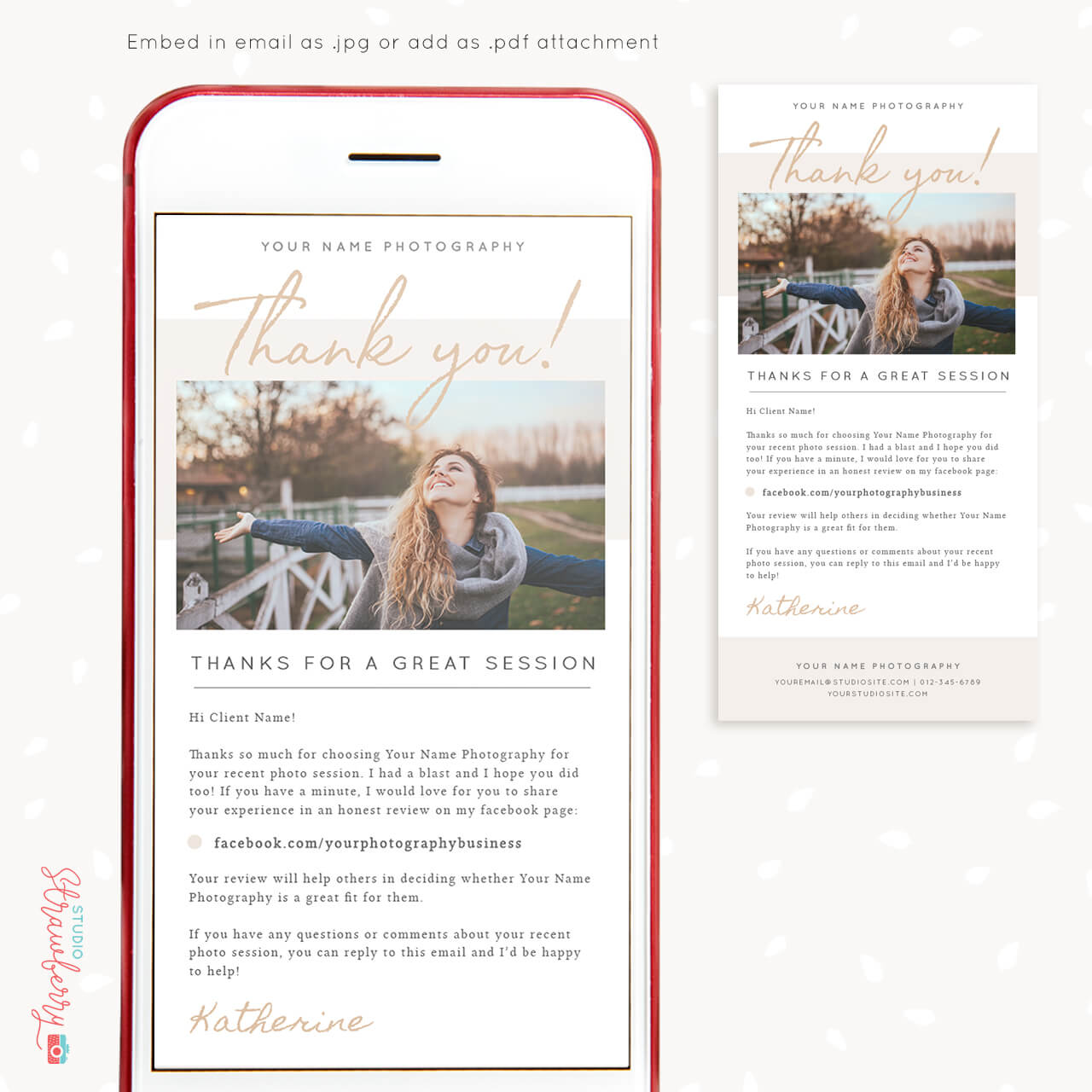 Thank You Email Template For Photographers Client Feedback Email Strawberry Kit