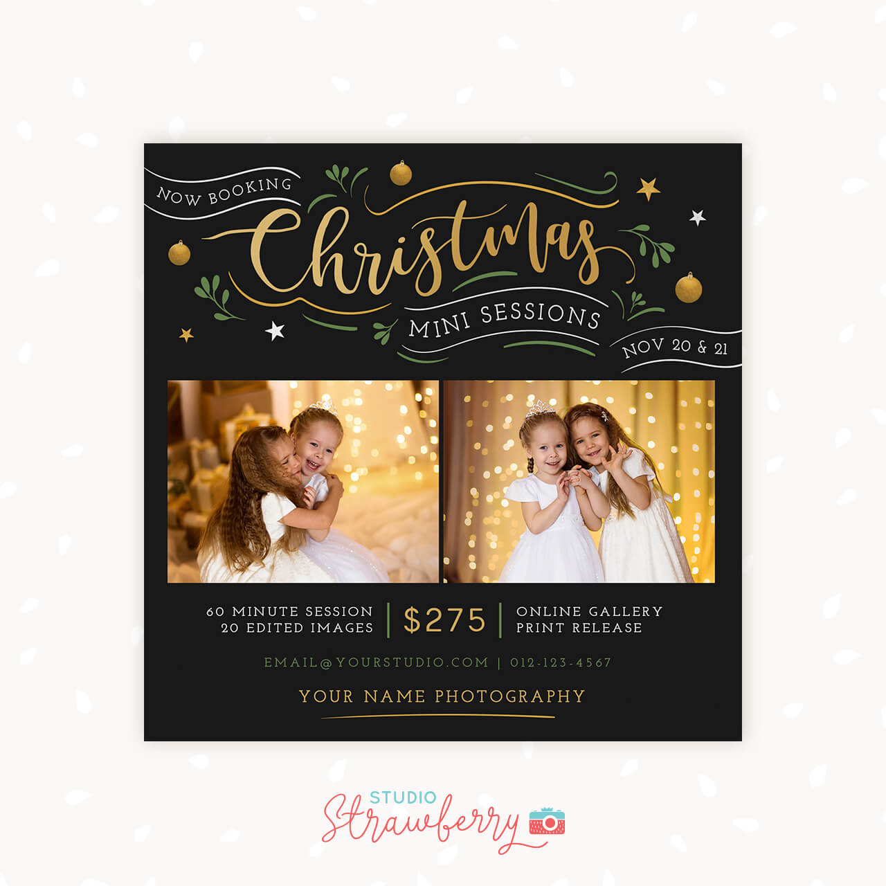 Christmas Mini Sessions Template Black Floral