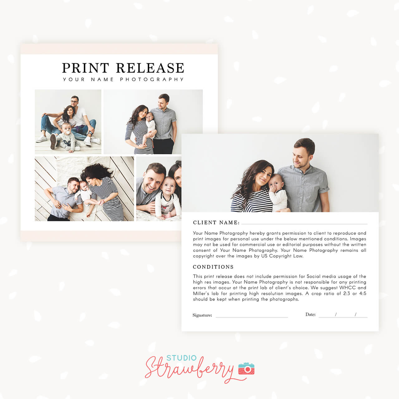 Print Release Card Template Photographer Photoshop