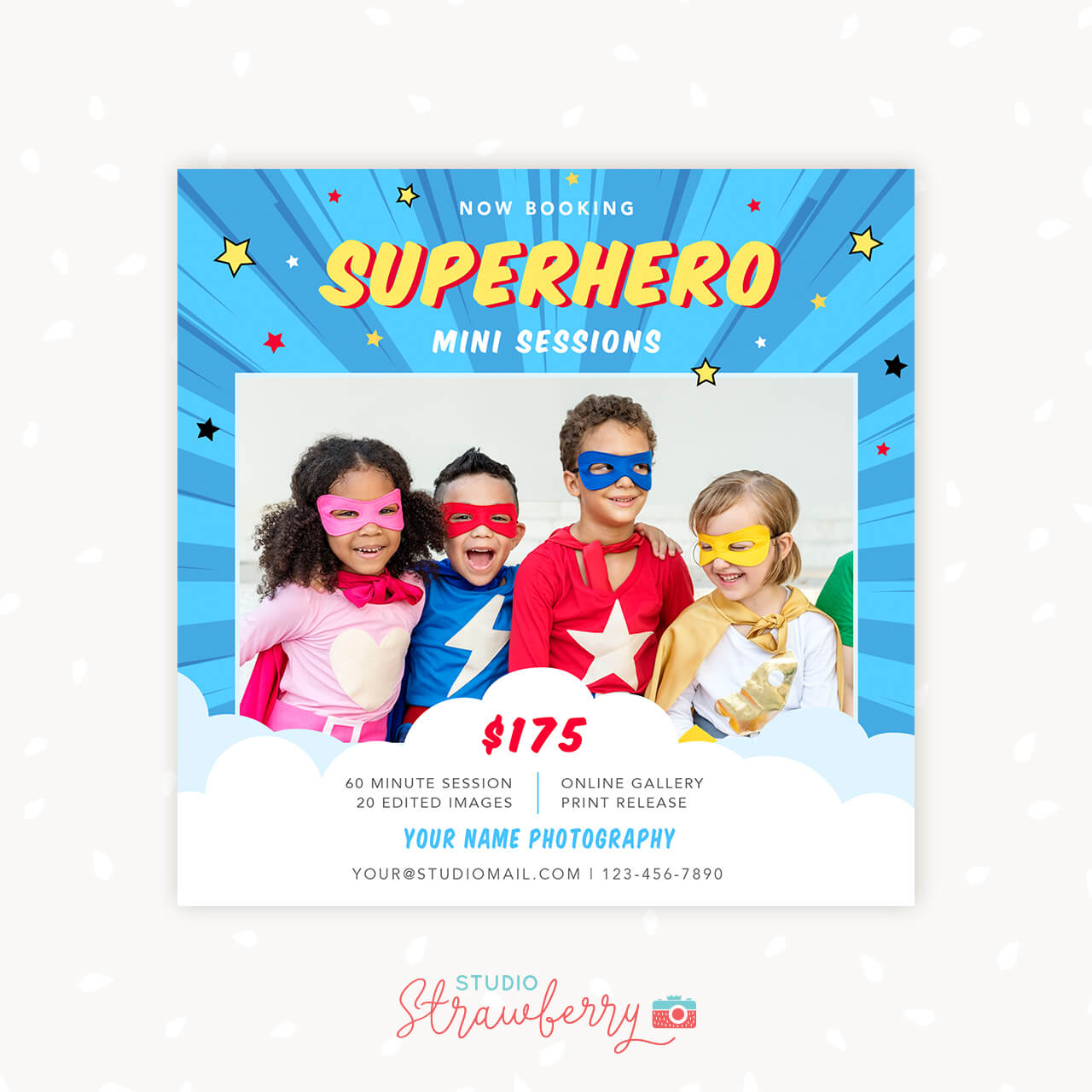 Superhero mini sessions template