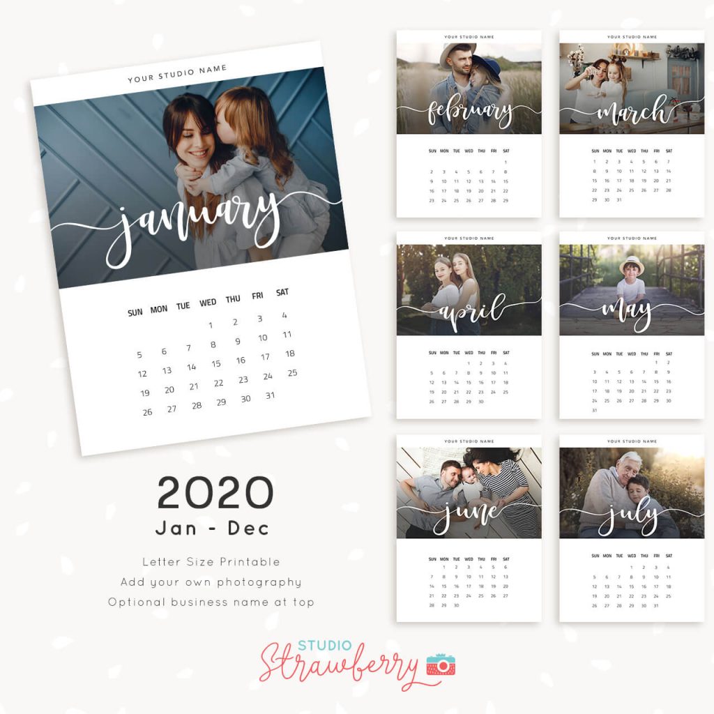 Monthly Photo Calendar Template Strawberry Kit