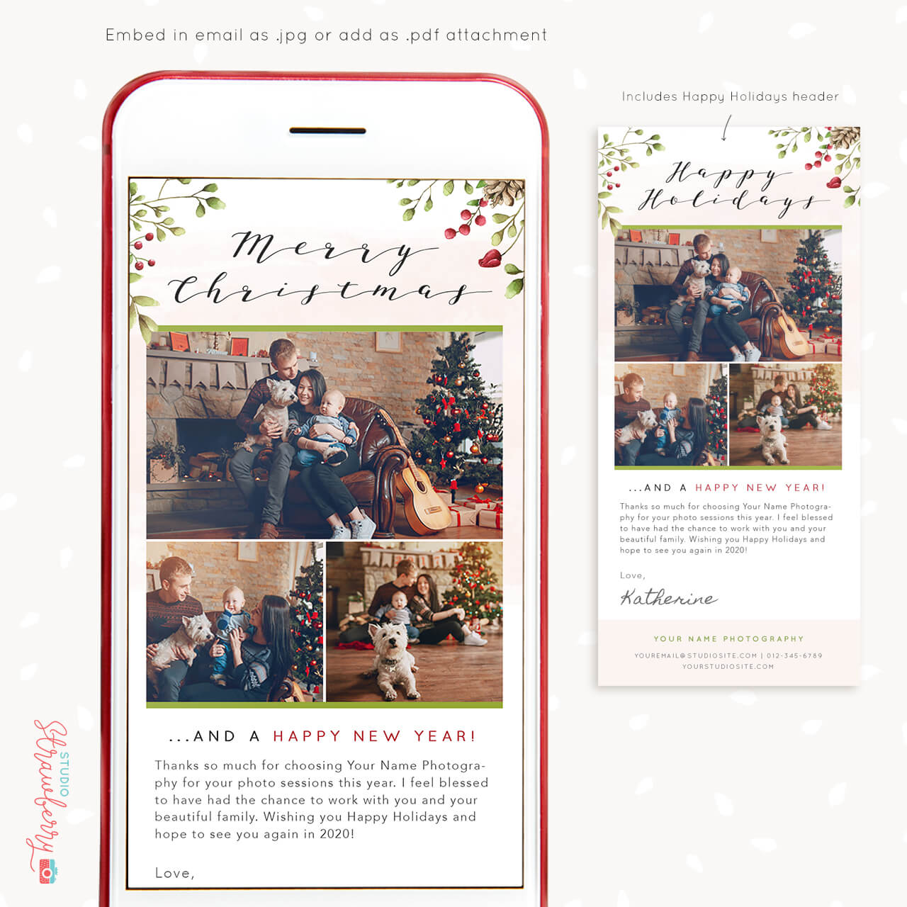 Merry Christmas email newsletter template for photographers